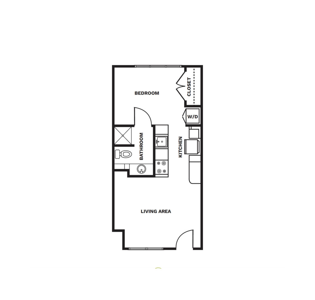 An illustrated One Bedroom floor plan image.