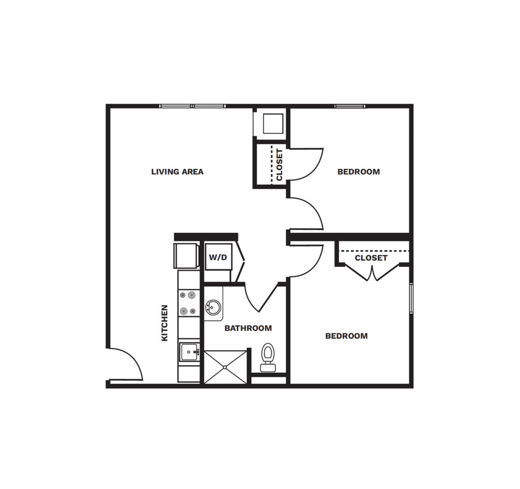 An illustrated Two Bedroom floor plan image.