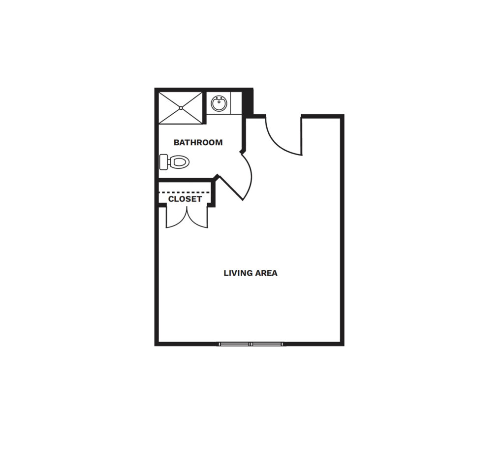 An illustrated Large Studio floor plan image.