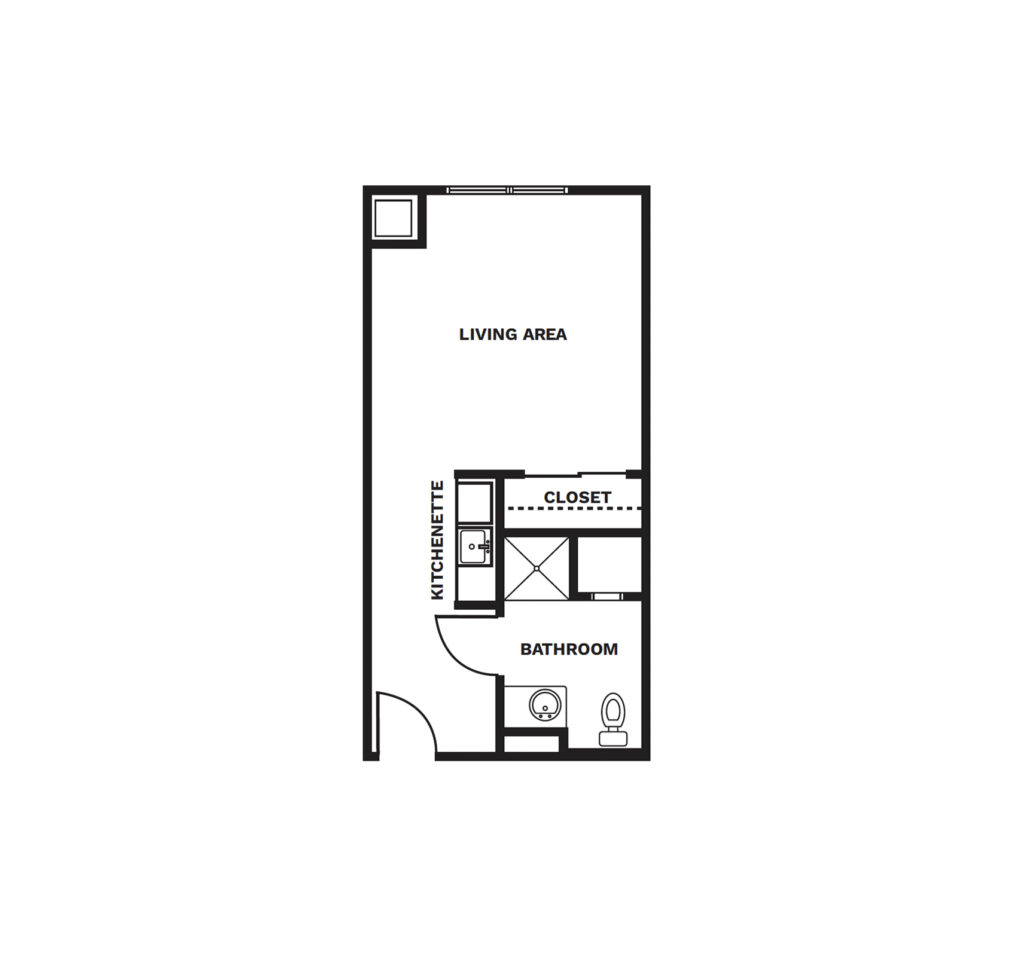 An illustrated Studio floor plan image.