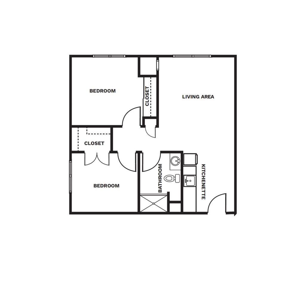 An illustrated Two Bedroom floor plan image.